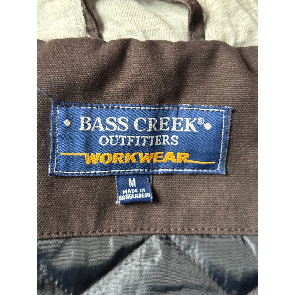 Bass Creek Outfitters Workwear Mens Medium Brown Canvas Layered Hoodie Jacket - Picture 8 of 11